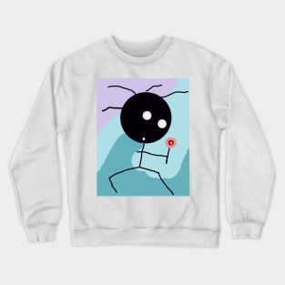 Baby Holds Flower Stick Figure Crewneck Sweatshirt